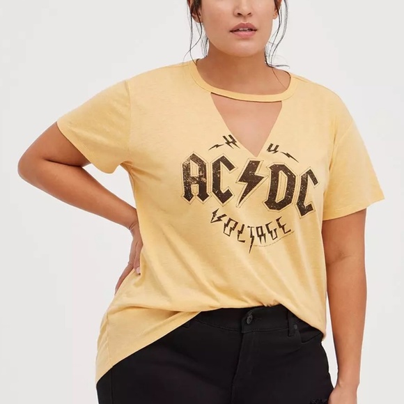 Torrid - Choker Crew Neck Classic Fit Short Sleeve Tee - AC/DC Yellow -3X - Picture 1 of 7